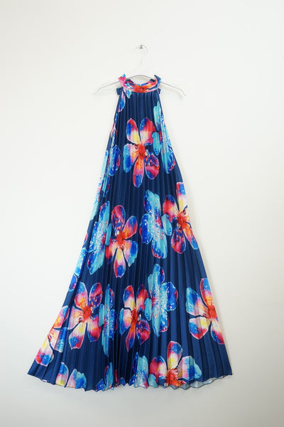 Long Pleat Floral Dress