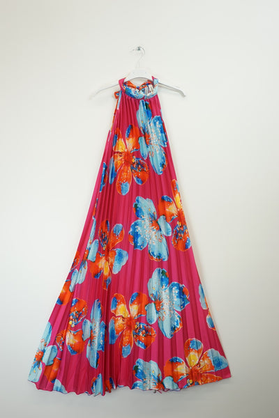 Long Pleat Floral Dress