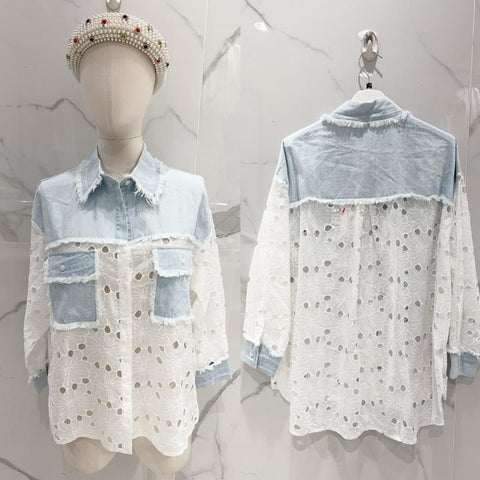 Long Sleeve Embroidery Blouse