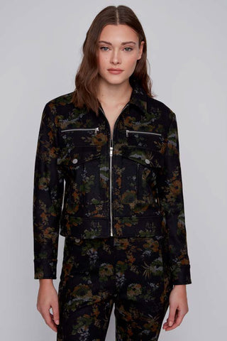 Zipper Front Print Jacket