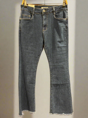 Frayed Hem Boot Cut Jeans