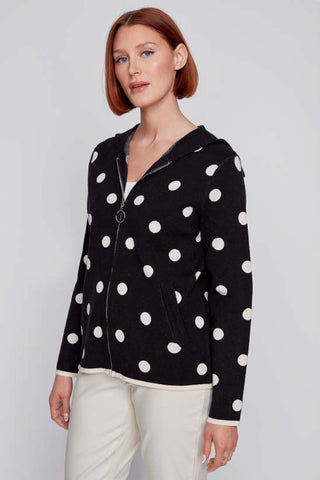 Circle Print Hooded Cardigan