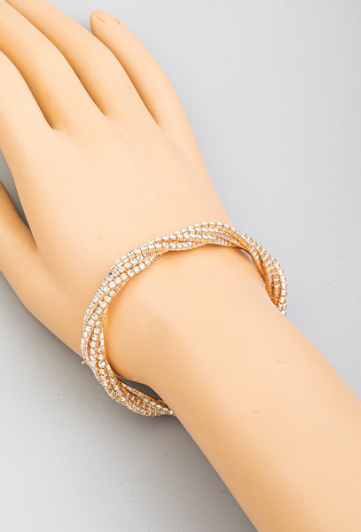 Rhinestone Chain Twist Stretch Bracelet