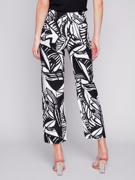 Cropped Linen Print Pants