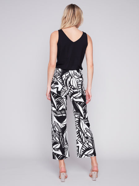 Cropped Linen Print Pants