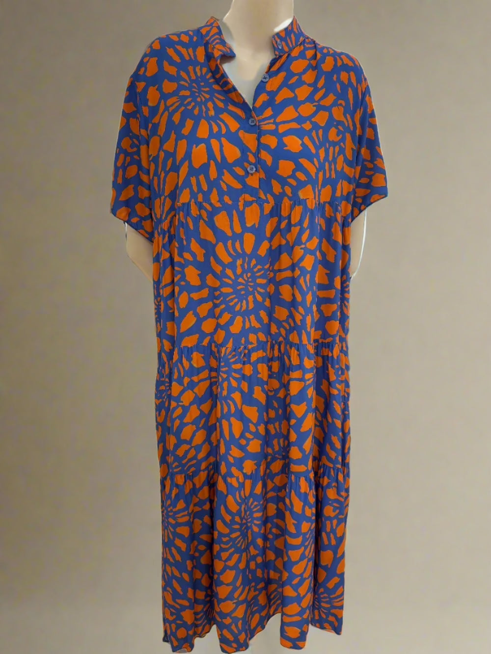 Short Sleeve Printed Long Dress