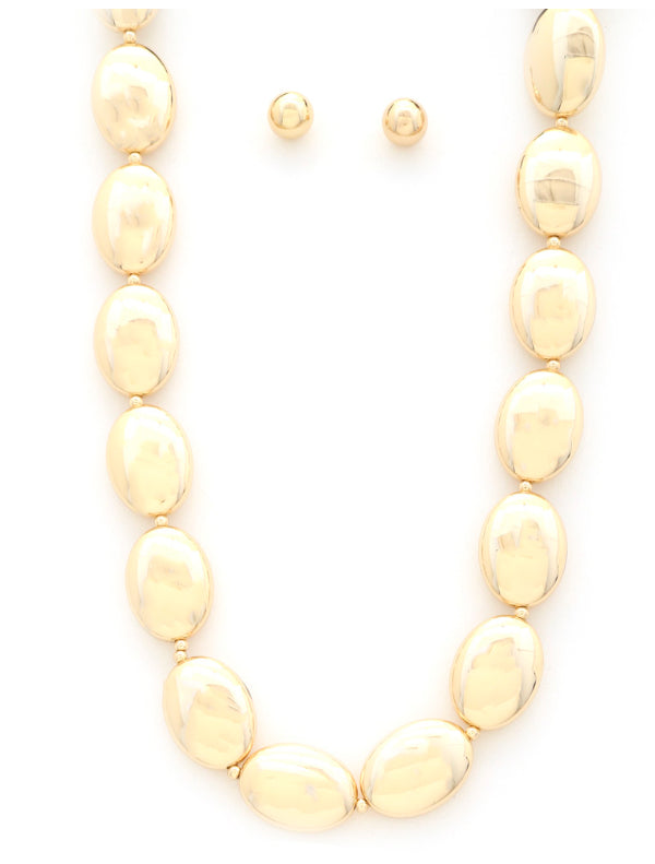 Oval Bead Metal Necklace