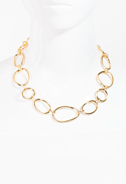 Large Metallic Oval Chain Link Necklace Set