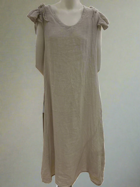Short Sleeve Long Linen Dress - Italian