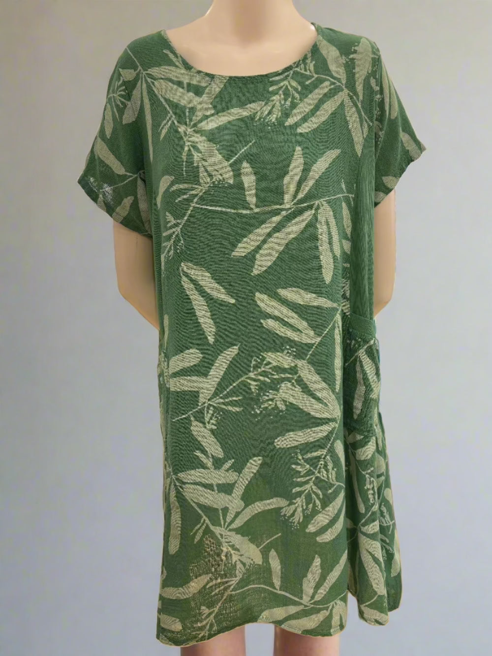 Leaf Print Cotton Dress