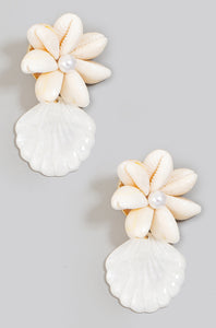 Puka Shell And Resin Clam Dangle Earrings