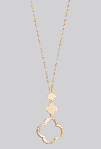 Tiered Clover Pendant Long Chain Necklace