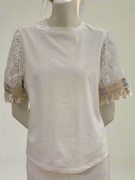 Crochet Sleeve Cotton Top