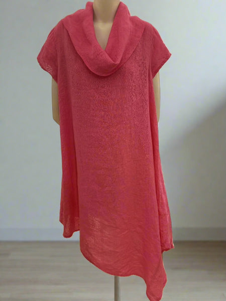 Cowl Neck Asymmetric Linen Dress