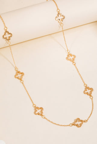 Clover Station Charms Long Chain Necklace