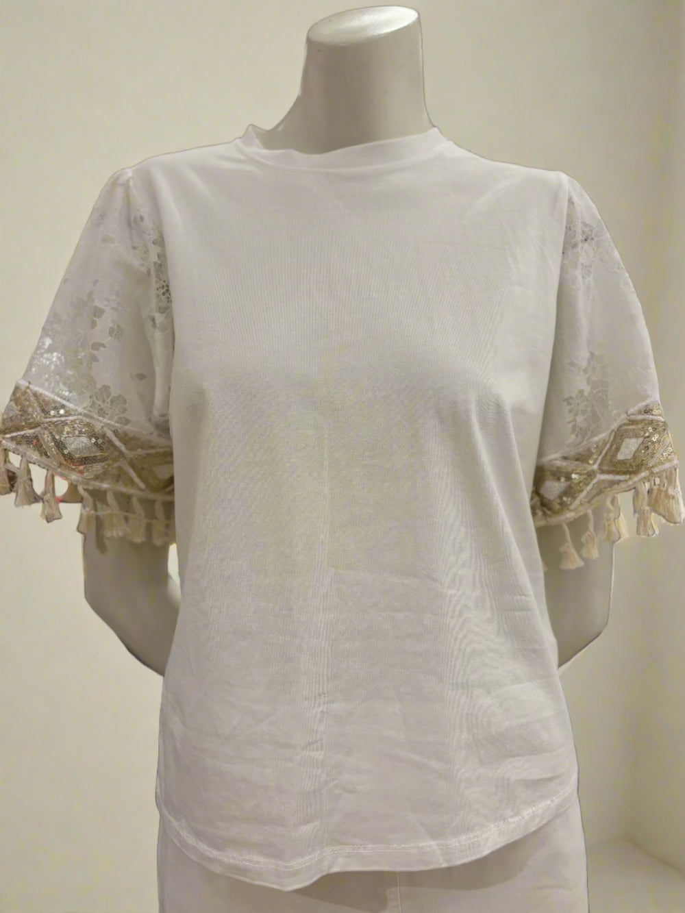 Lace Sleeve Cotton Top