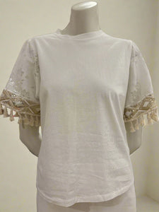 Lace Sleeve Cotton Top