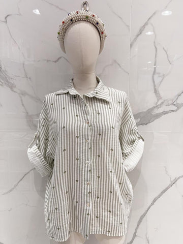 Stripe Cotton  Shirt