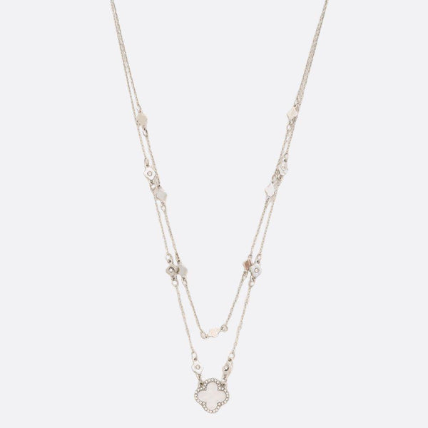 2 Layered Metal Chain Clover Pendant Necklace