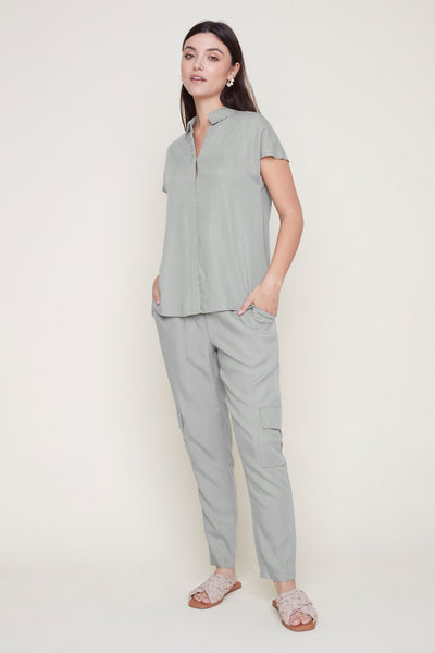 Tencel Pull-On Slim Cargo Pants