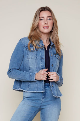 A-Line Button Front Denim Jacket