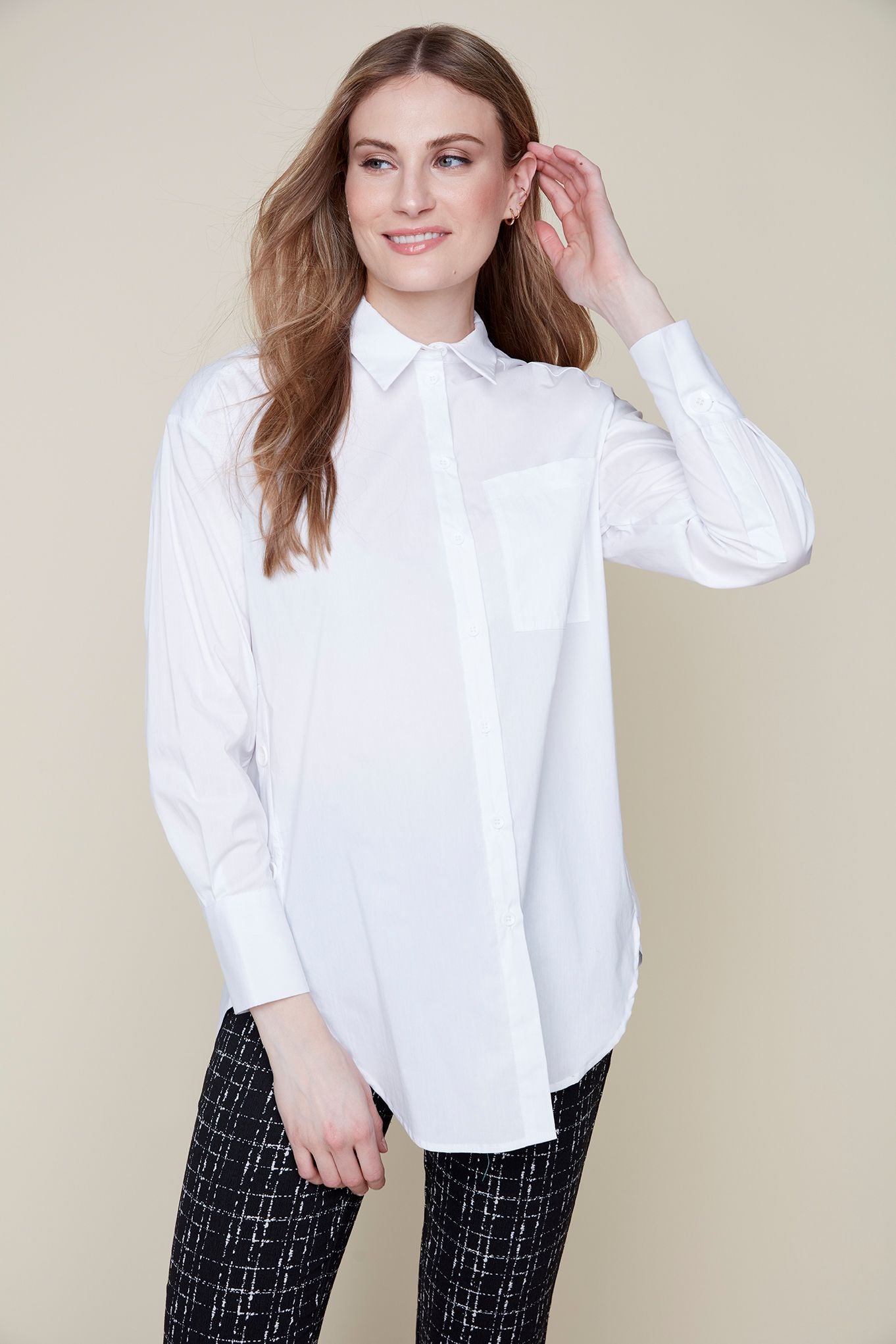 Cotton Blend  Button Side Detail Shirt