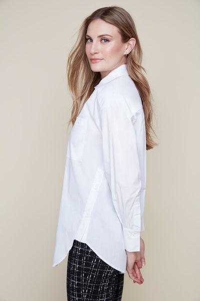 Cotton Blend  Button Side Detail Shirt