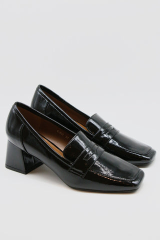 Patent Loafer With Block Heel