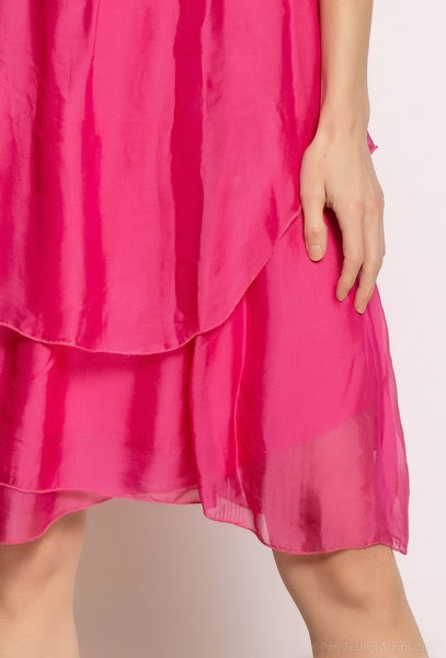 Sleeveless Layered Silk Dress - Italian