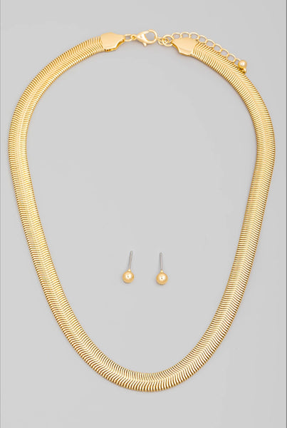 Bulky Herringbone Snake Chain Necklace Set